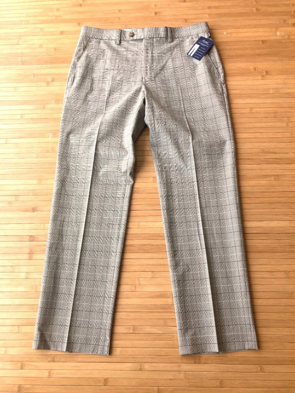 Ralph Lauren Comfort Flex Flat Front Pants Stretch Mens 33x30 Brown Plaid NWT